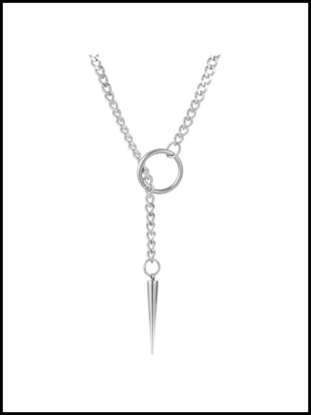 Handmade Stainless Steel Cuban Chain Y-Necklace with Skeleton Pendant Adjustable
